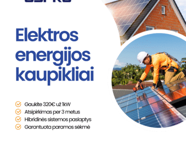 APVA parama saulės elektrinėms 2026 – kompensacija, hibridinės sistemos ir USPRO montavimas“